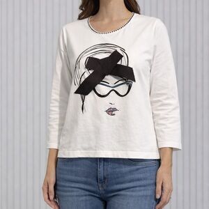 Tan Jay Graphic Long Sleeve Tee size small petite